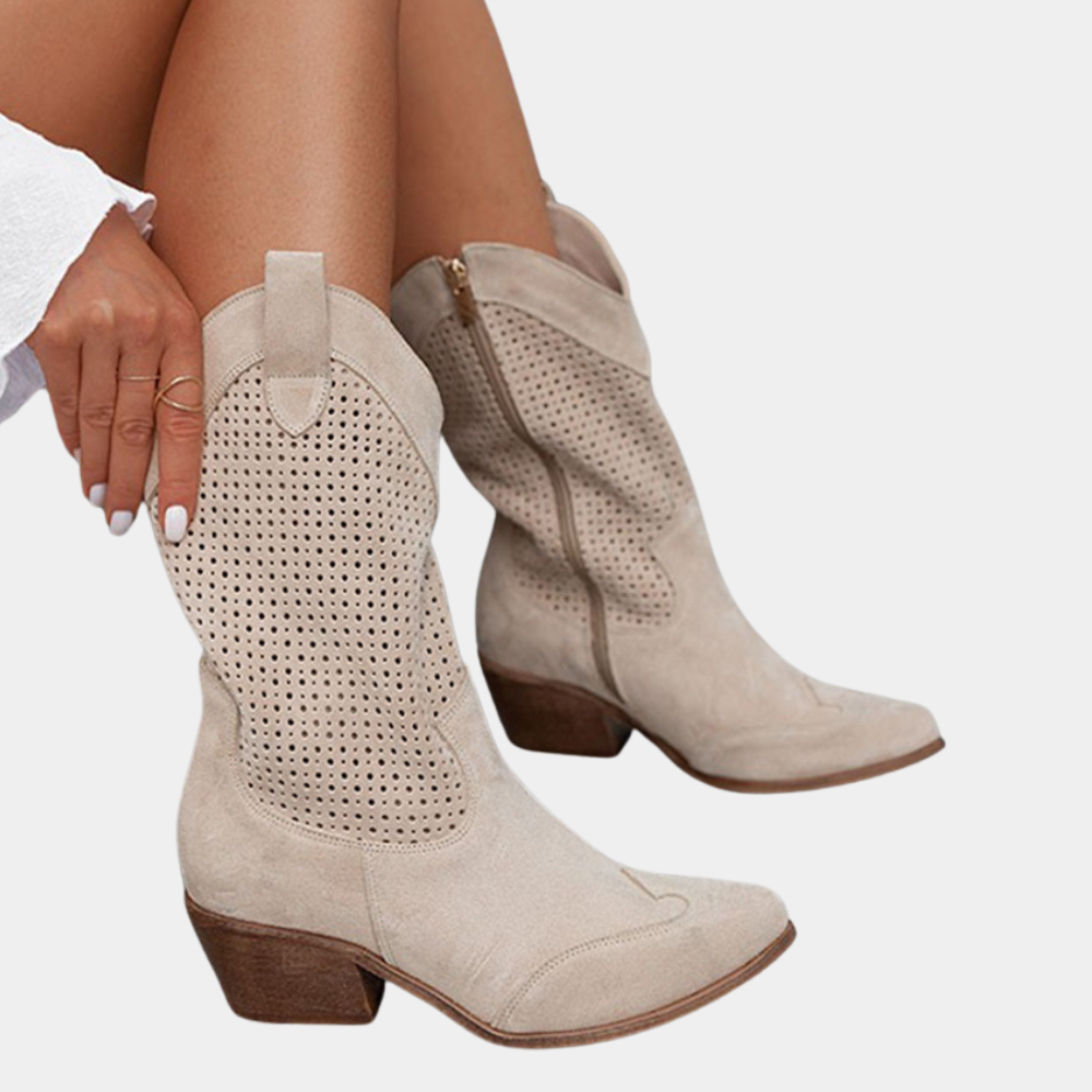 Damen Cowboystiefel mit atmungsaktivem Design und stabilem Blockabsatz - J&B - 6 - Annoboutique