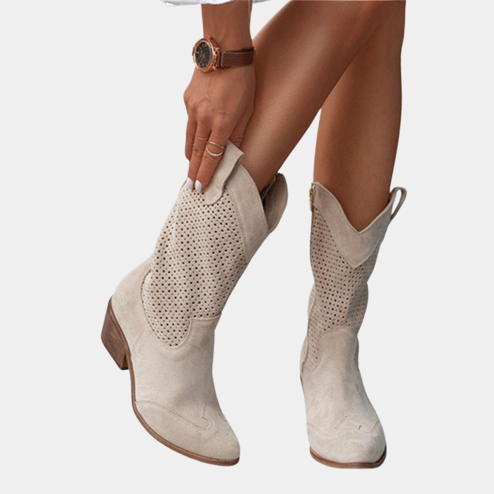 Damen Cowboystiefel mit atmungsaktivem Design und stabilem Blockabsatz - J&B - 7 - Annoboutique