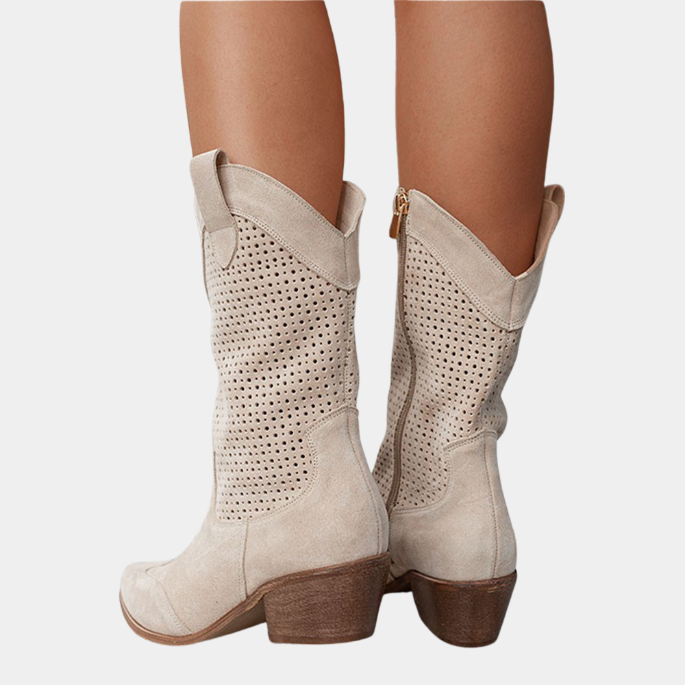 Damen Cowboystiefel mit atmungsaktivem Design und stabilem Blockabsatz - J&B - 8 - Annoboutique