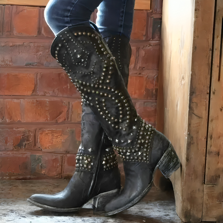 Modische Damen-Westenstiefel mit Nieten - J&B - 3 - Annoboutique