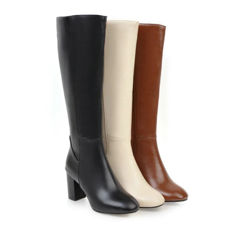 Elegante Damenstiefel mit Blockabsatz und spitzem Design - J&B - 2 - Annoboutique