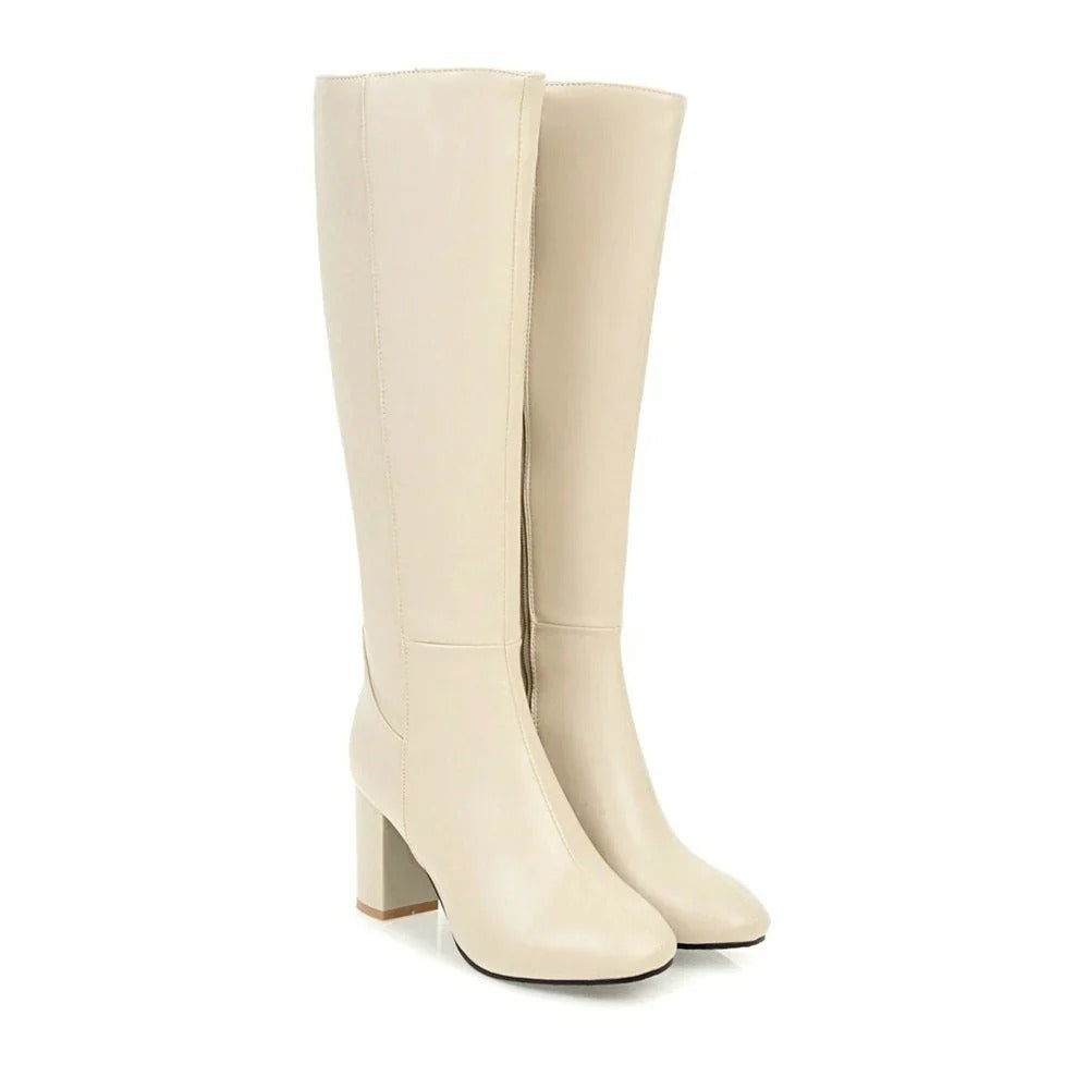 Elegante Damenstiefel mit Blockabsatz und spitzem Design - J&B - 5 - Annoboutique