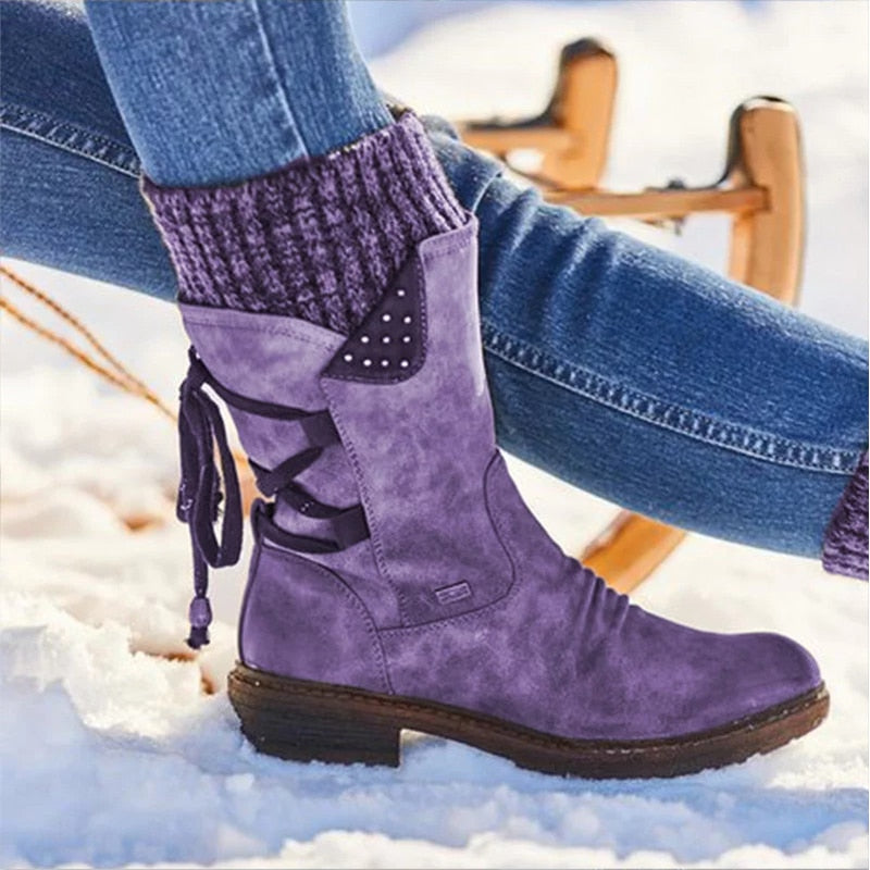 Elegante Damen-Stiefeletten mit floralem Design und modischen Schnallen - J&B - 3 - Annoboutique