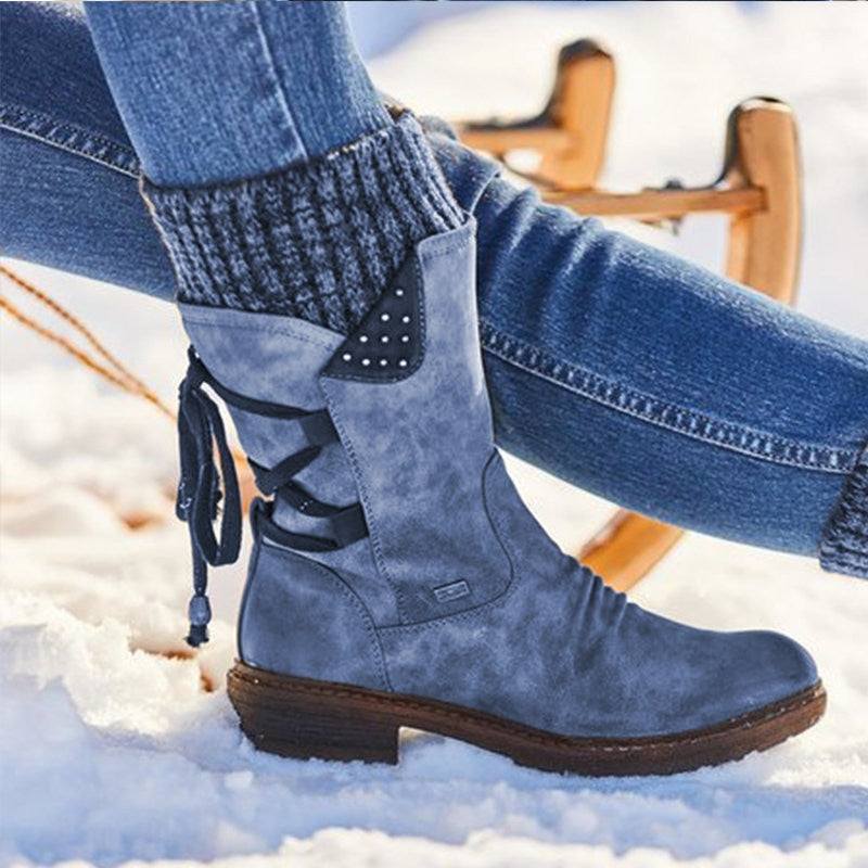 Elegante Damen-Stiefeletten mit floralem Design und modischen Schnallen - J&B - 5 - Annoboutique
