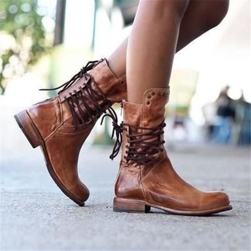 Damen Schnürstiefel im Vintage-Look mit bequemem Blockabsatz - J&B - 4 - Annoboutique