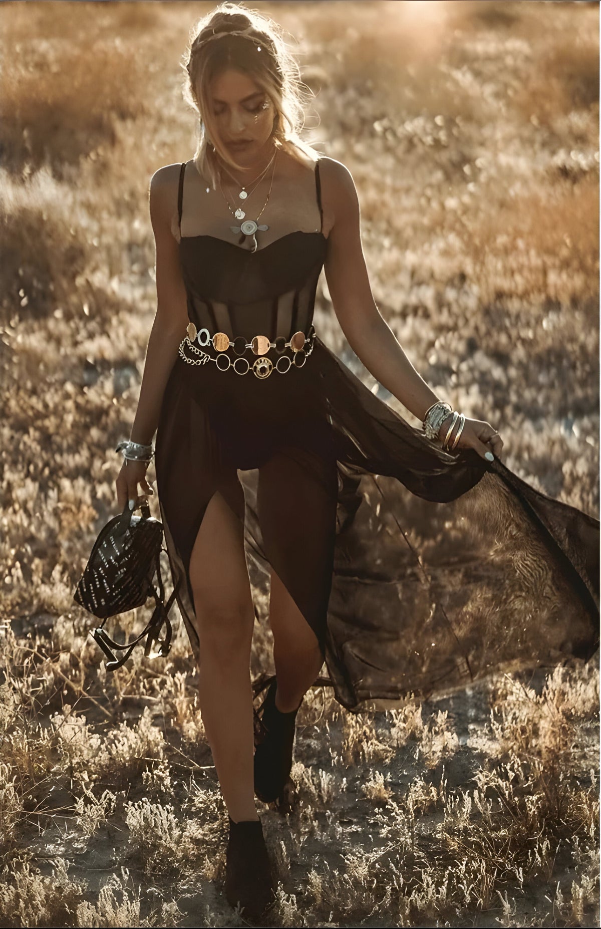 Elegantes Damen Maxikleid mit durchsichtigem Überrock - J&B - 2 - Annoboutique