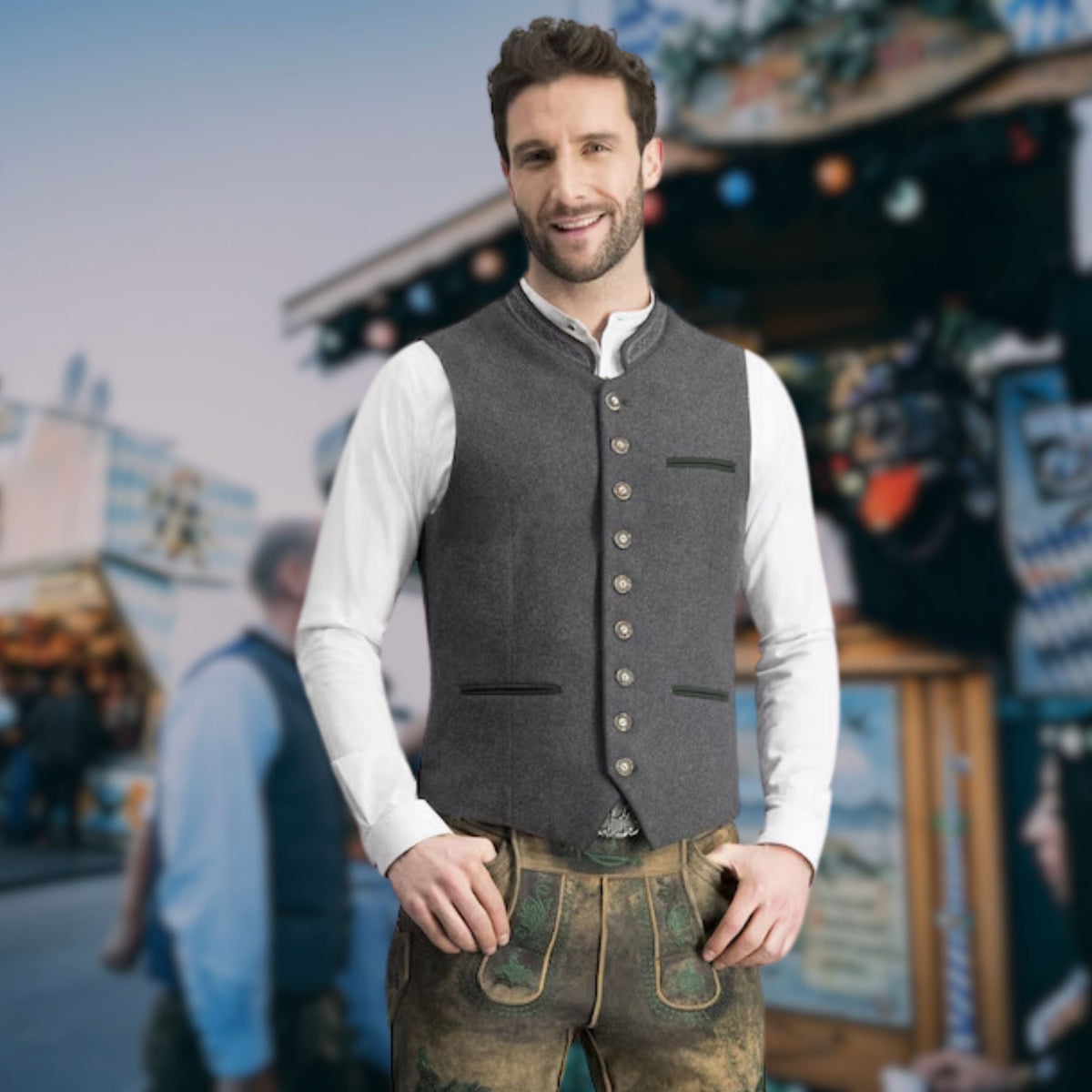 Elegante Herrenweste mit Knopfverschluss und figurbetontem Schnitt - J&B - 1 - Annoboutique