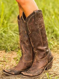 Damen kniehohe Cowboystiefel mit Nieten von J&B - 1 - Annoboutique