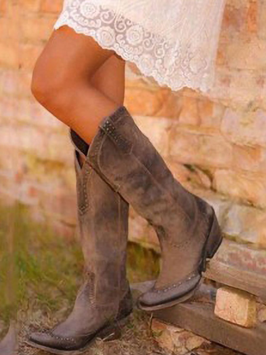 Damen kniehohe Cowboystiefel mit Nieten von J&B - 4 - Annoboutique