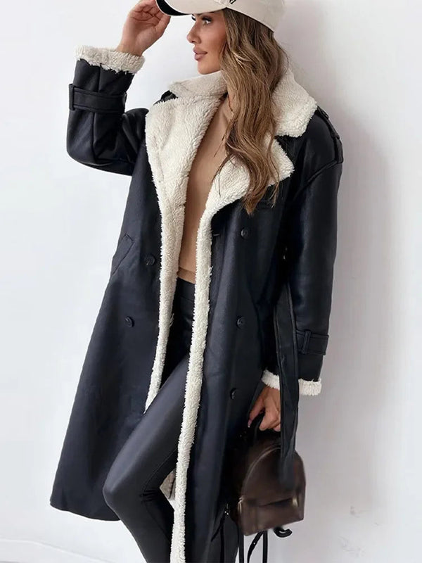 Eleganter Damenmantel mit kuscheligem Kragen und doppelter Knopfleiste - J&B - 1 - Annoboutique