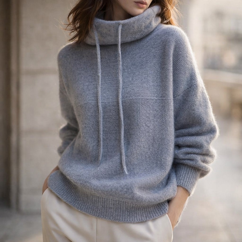 Stylischer Damen-Hoodie mit Wasserfallkragen und lässiger Passform - J&B - 1 - Annoboutique