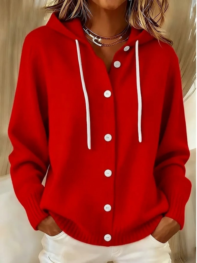 Damen-Kapuzen-Cardigan mit Knopfleiste - J&B, lässiger Schnitt für jeden Tag - 2 - Annoboutique