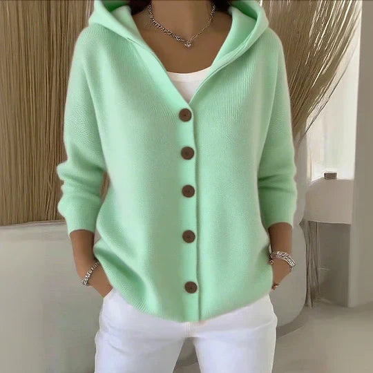 Hochwertige Damen-Strickjacke mit Kapuze und modischem A-Linien-Schnitt - J&B - 3 - Annoboutique