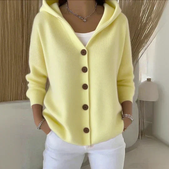 Hochwertige Damen-Strickjacke mit Kapuze und modischem A-Linien-Schnitt - J&B - 4 - Annoboutique