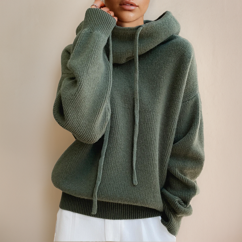 Stylischer Oversize-Hoodie für Damen mit Cowl-Kragen und Kordelzug - J&B - 5 - Annoboutique