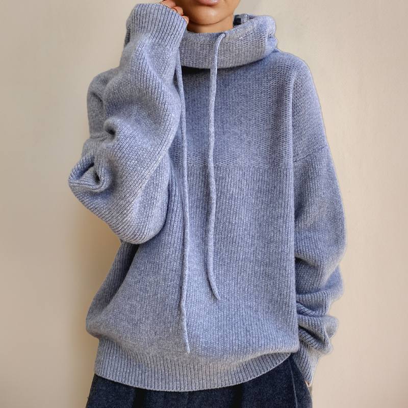 Stylischer Oversize-Hoodie für Damen mit Cowl-Kragen und Kordelzug - J&B - 8 - Annoboutique