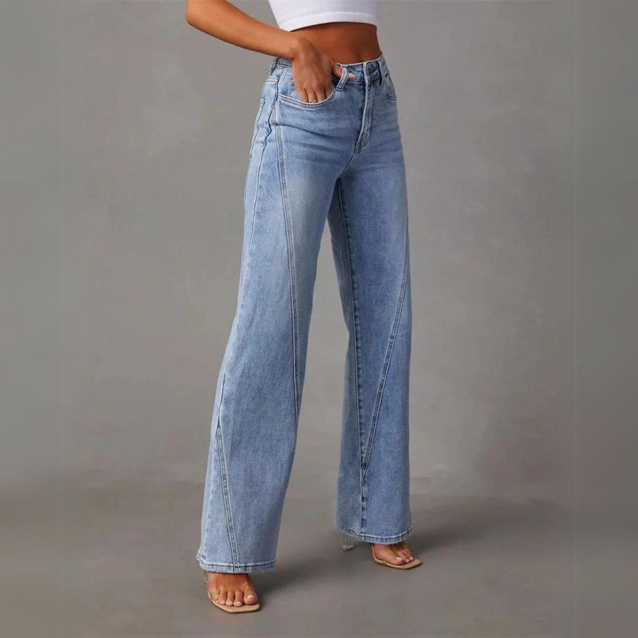 Damenjeans mit weitem Bein und hoher Taille - Figurschmeichelnde Passform von J&B - 3 - Annoboutique