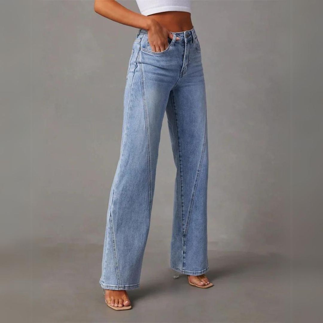 Damen Flared Jeans mit hohem Bund und stilvollen Nahtdetails - J&B - 2 - Annoboutique