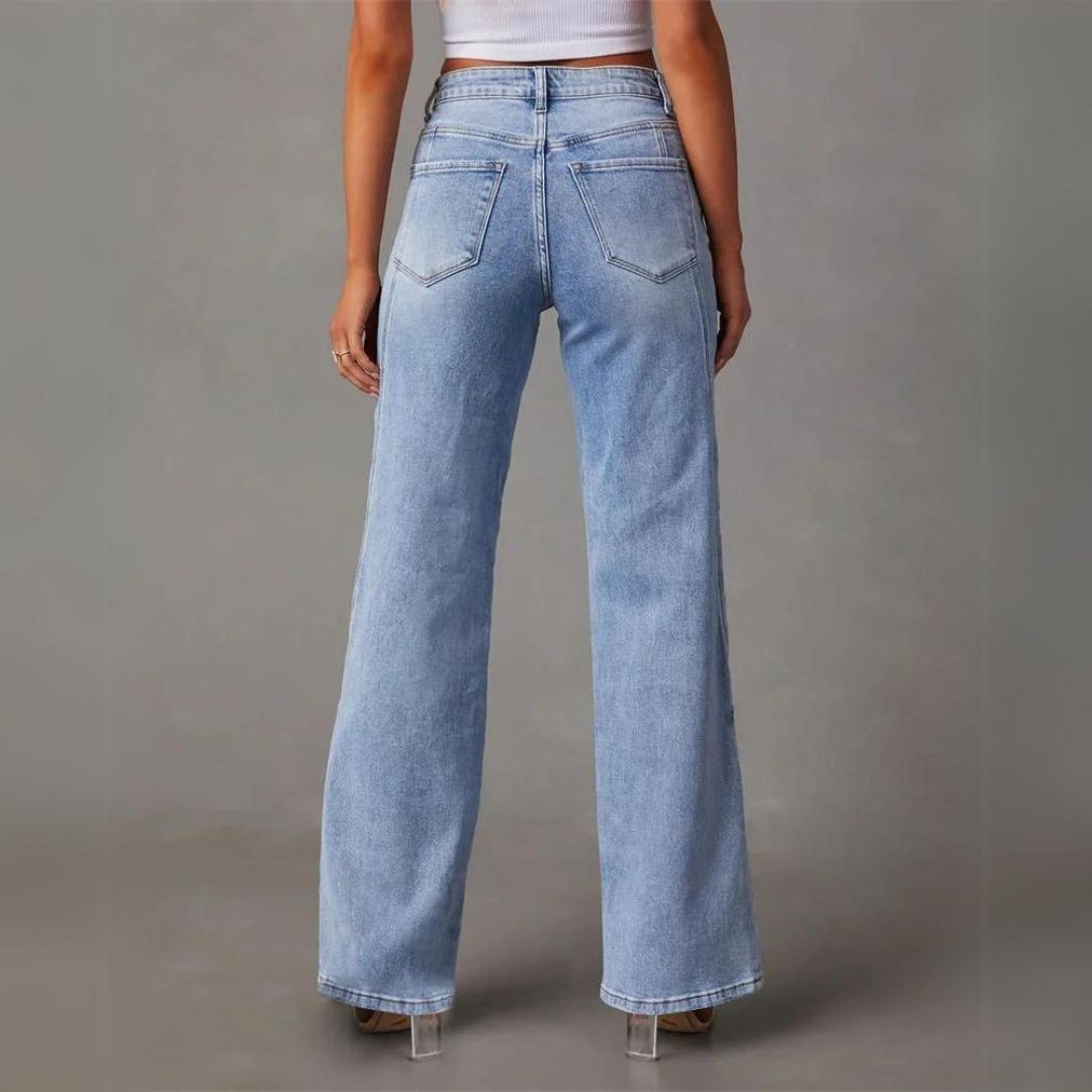 Damen Flared Jeans mit hohem Bund und stilvollen Nahtdetails - J&B - 5 - Annoboutique