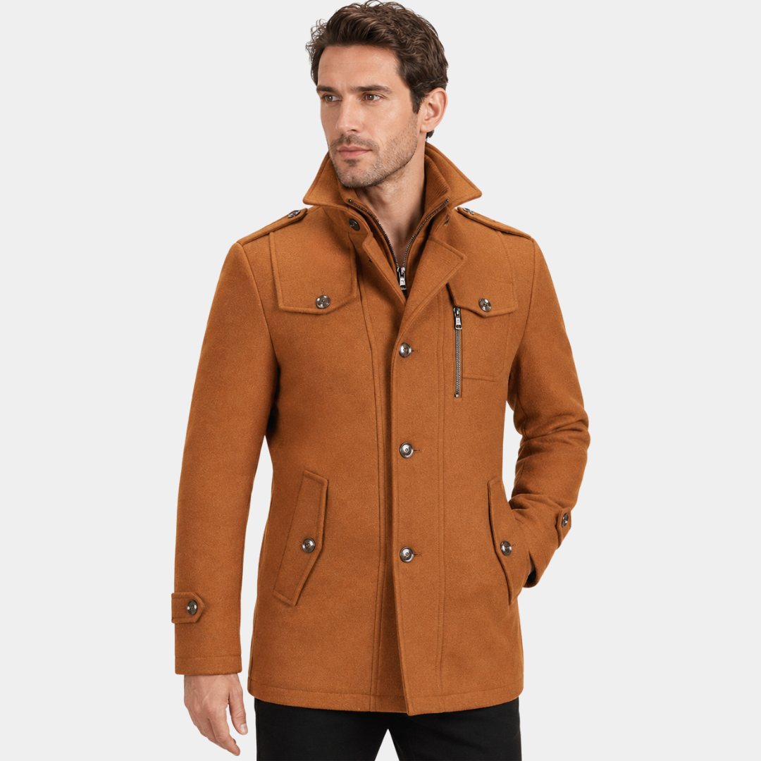 Klassischer Peacoat Herren mit modischem Kragen und figurschmeichelnder Passform | A&B - 4 - Annoboutique
