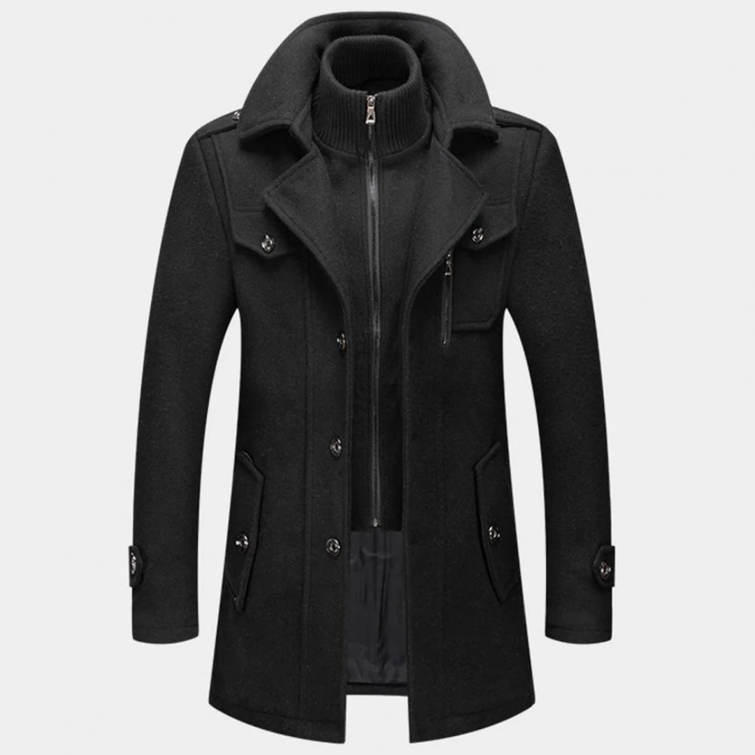 Klassischer Peacoat Herren mit modischem Kragen und figurschmeichelnder Passform | A&B - 6 - Annoboutique