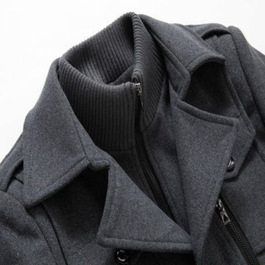 Klassischer Peacoat Herren mit modischem Kragen und figurschmeichelnder Passform | A&B - 10 - Annoboutique