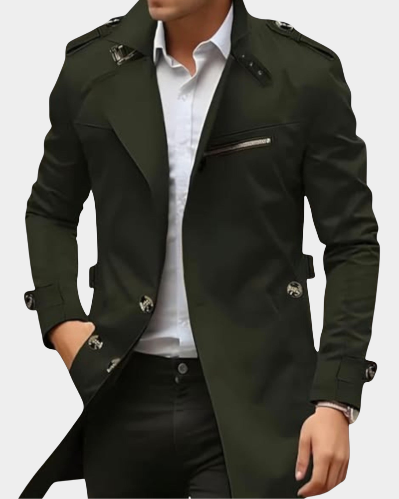 Eleganter Trenchcoat Herren mit taillierter Passform und praktischen Taschen | A&B - 2 - Annoboutique