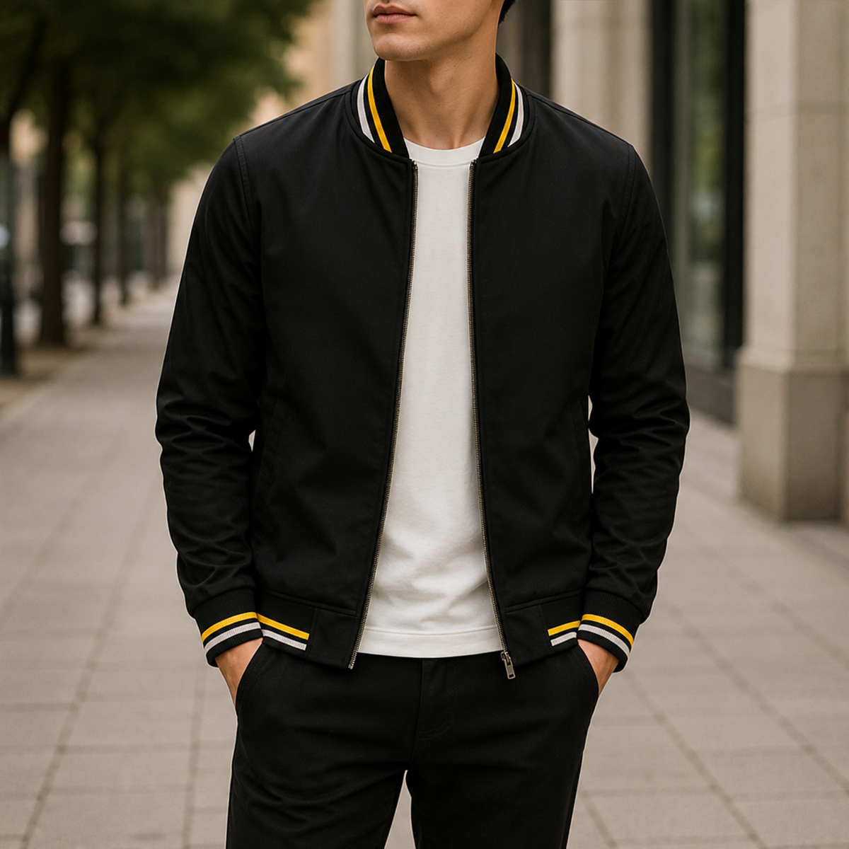 Moderne Bomberjacke Herren mit sportlichen Streifen | A&B - 4 - Annoboutique