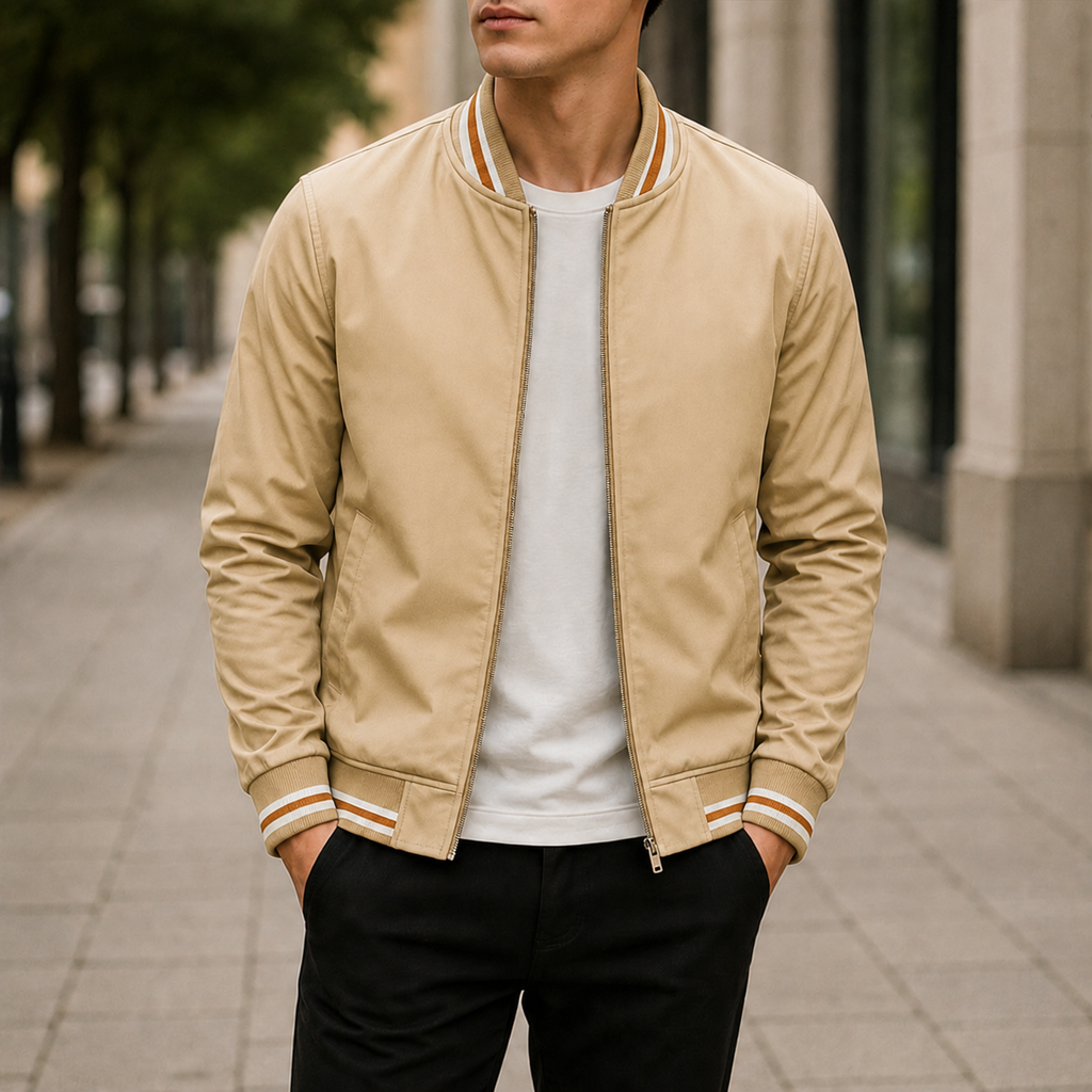 Moderne Bomberjacke Herren mit sportlichen Streifen | A&B - 5 - Annoboutique