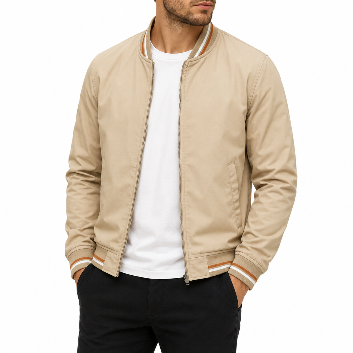 Moderne Bomberjacke Herren mit sportlichen Streifen | A&B - 11 - Annoboutique