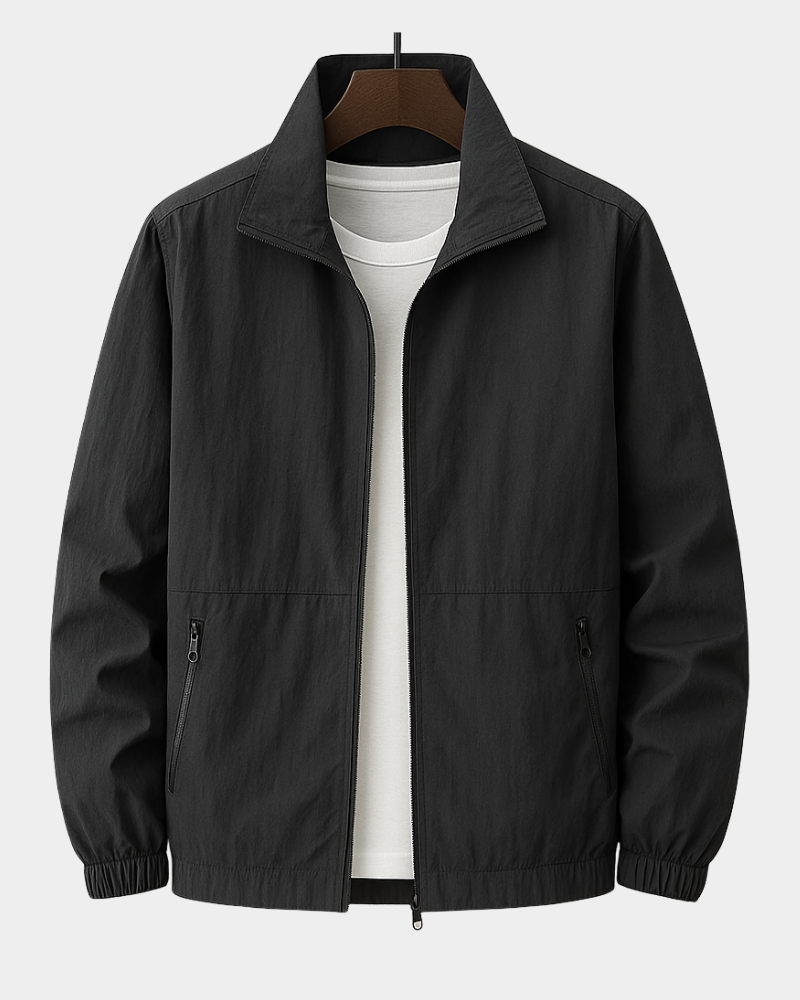 Sportliche Herrenjacke mit Stehkragen und elastischen Bündchen | A&B - 5 - Annoboutique
