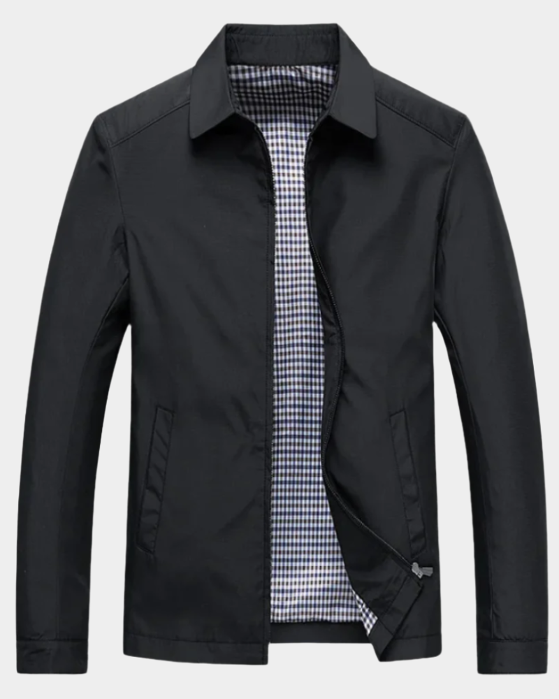 Klassische Herrenjacke mit durchgehendem Reißverschluss und eleganter Passform | A&B - 1 - Annoboutique