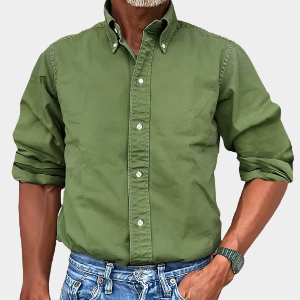 Herrenhemd mit Button-Down-Kragen und lässigem Schnitt | A&B - 3 - Annoboutique
