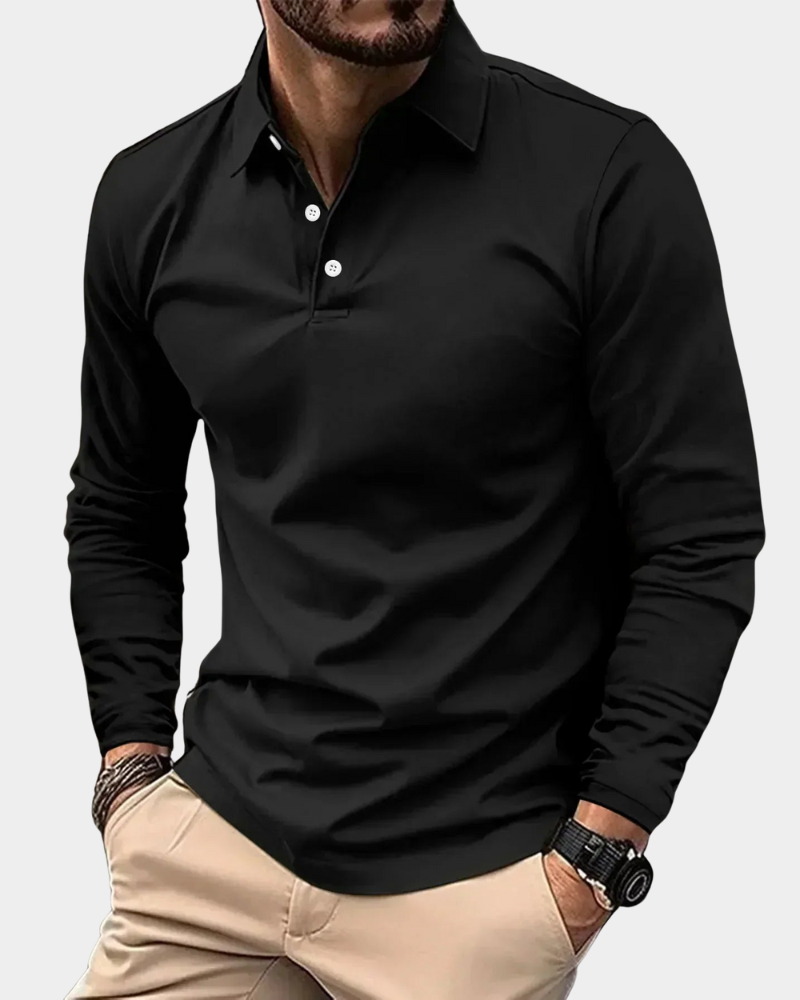 Herren Langarmshirt mit taillierter Passform und klassischem Kragen | A&B - 2 - Annoboutique