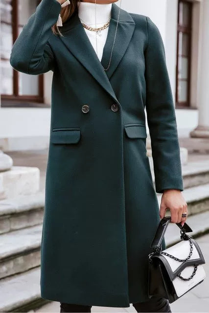 Double-Breasted Women's Coat in Soft Wool-Look Fabric | R&V - 2 - Rokvane