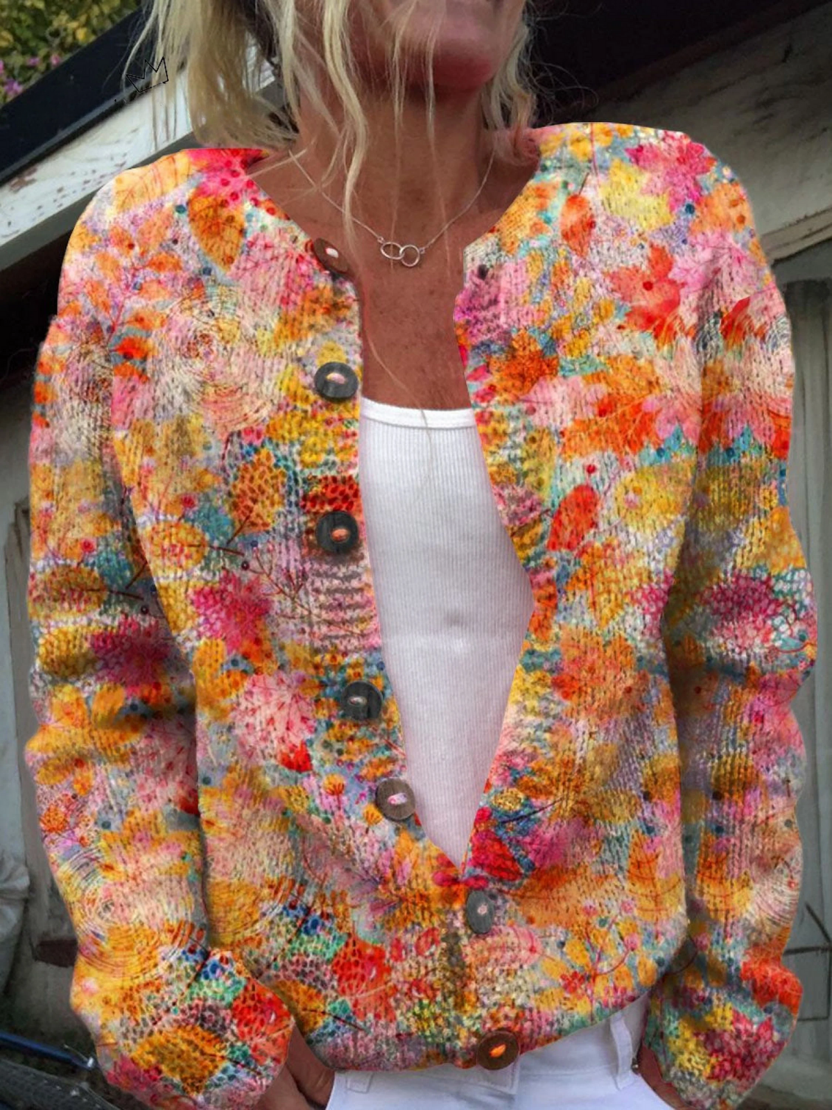 Cardigan Damen mit Offener Front und Buntem Design | A&B - 1 - Annoboutique