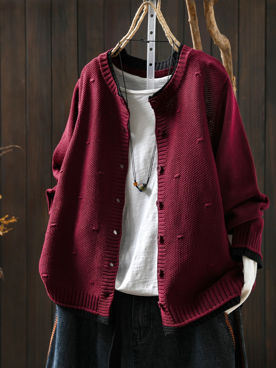 Cardigan Damen mit strukturiertem Design und Knöpfen | A&B - 1 - Annoboutique