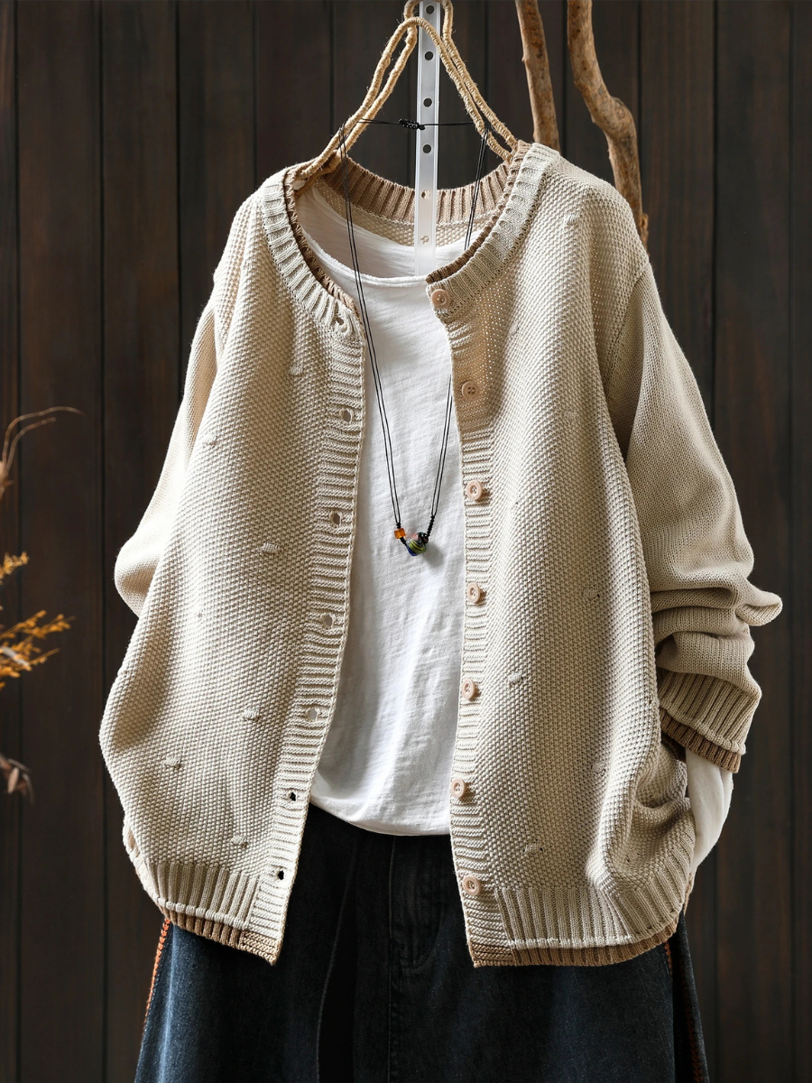 Cardigan Damen mit strukturiertem Design und Knöpfen | A&B - 4 - Annoboutique