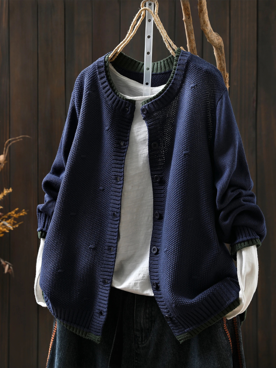 Cardigan Damen mit strukturiertem Design und Knöpfen | A&B - 6 - Annoboutique