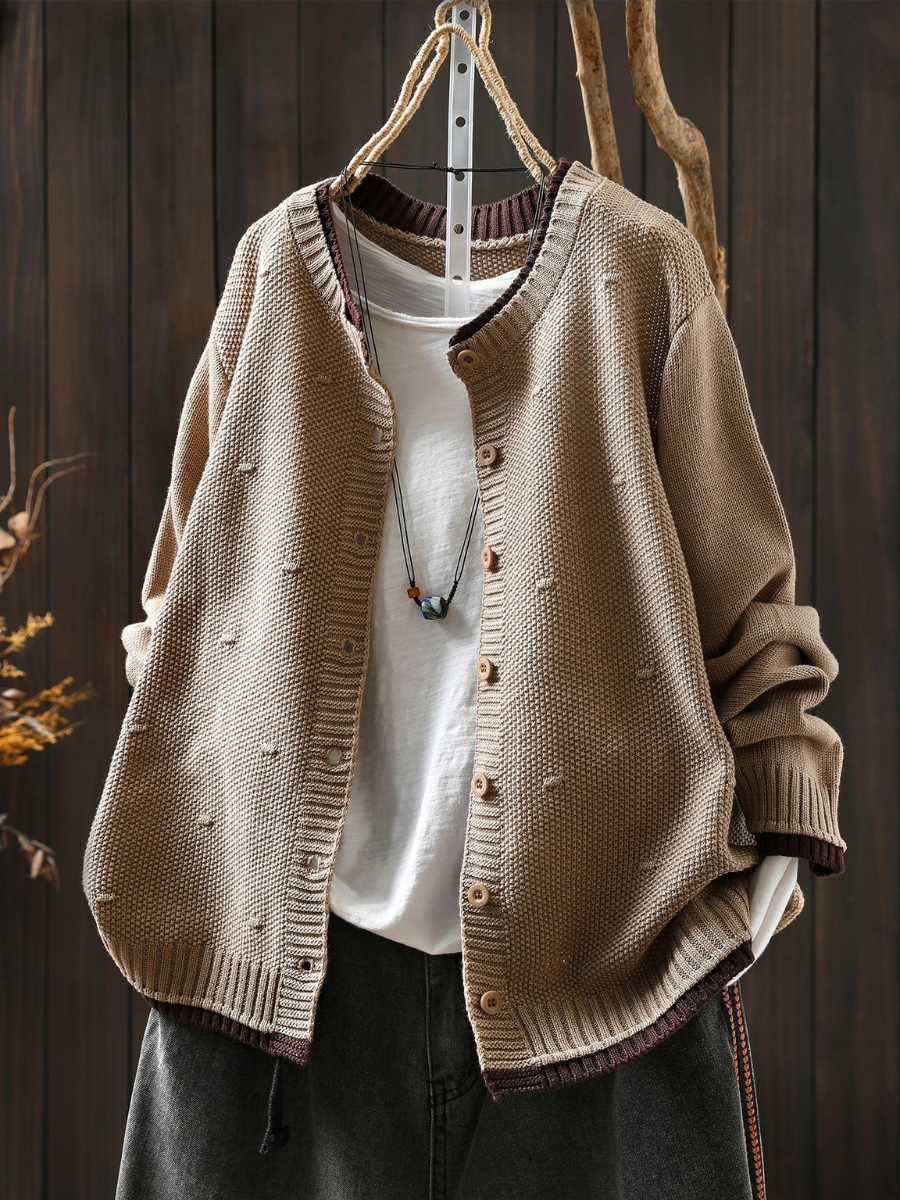 Cardigan Damen mit strukturiertem Design und Knöpfen | A&B - 8 - Annoboutique