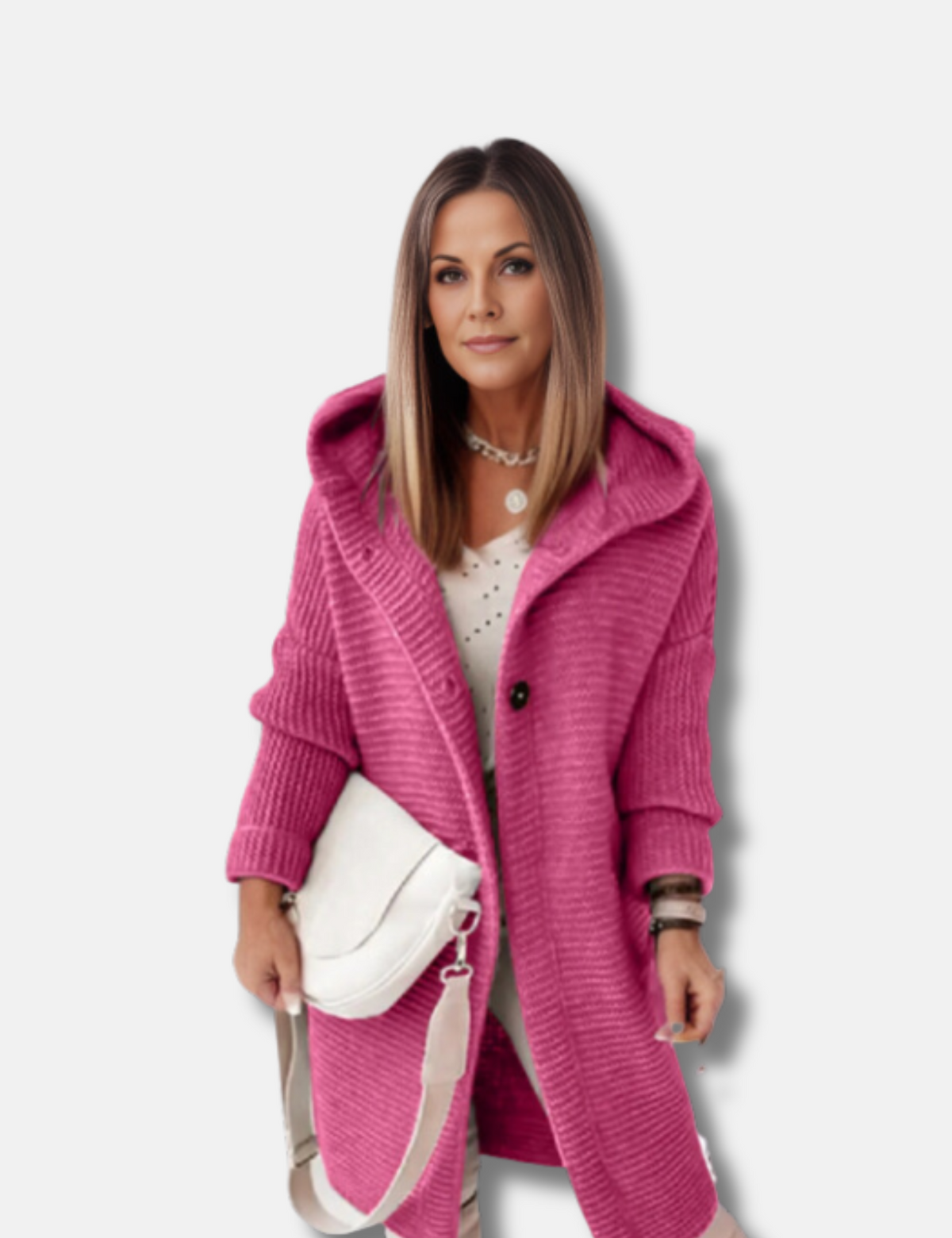 Damen Cardigan mit Kapuze und Rippstruktur | A&B - 2 - Annoboutique