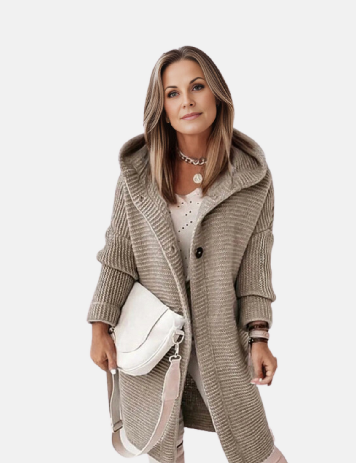 Damen Cardigan mit Kapuze und Rippstruktur | A&B - 3 - Annoboutique