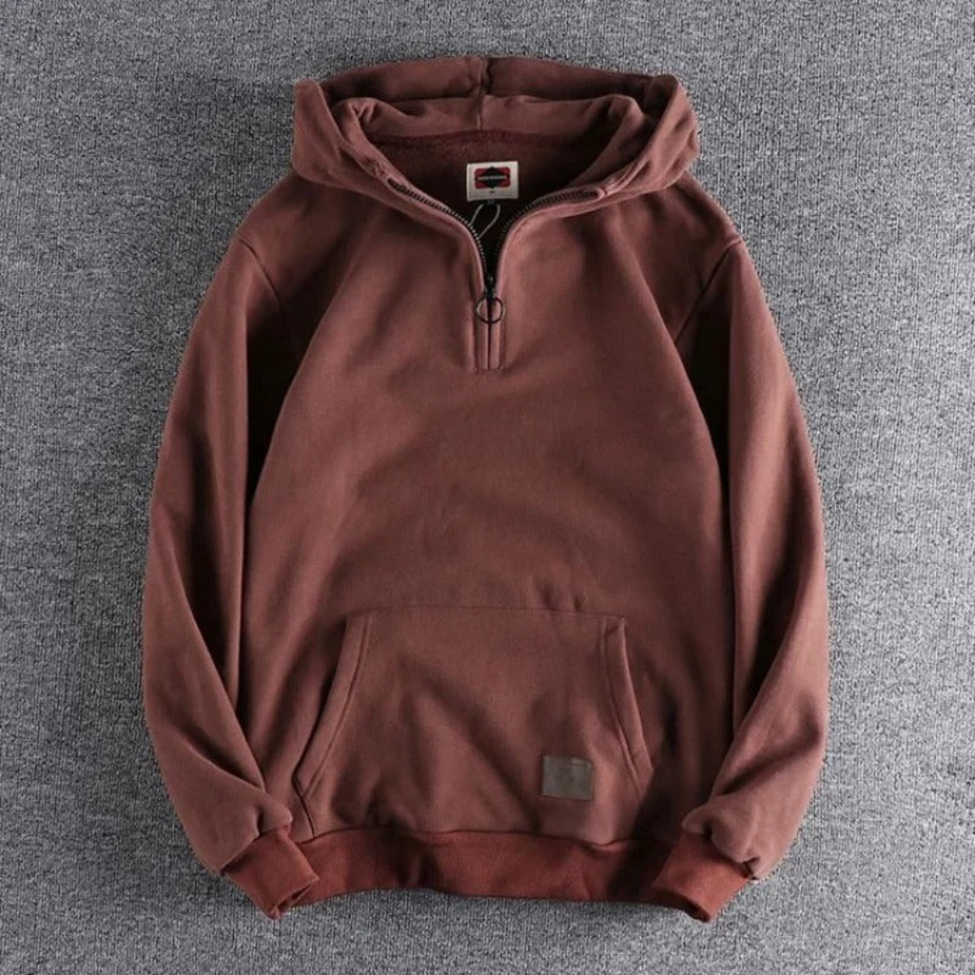 Herren Kapuzenpullover mit lockerer Passform & praktischem Reißverschluss | A&B - 1 - Annoboutique