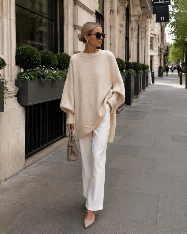 Oversize-Pullover Damen mit asymmetrischem Schnitt und langen Ärmeln | A&B - 1 - Annoboutique