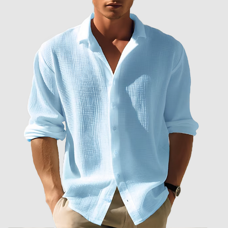 Herren Hemd mit legerem Schnitt und strukturiertem Look | A&B - 1 - Annoboutique