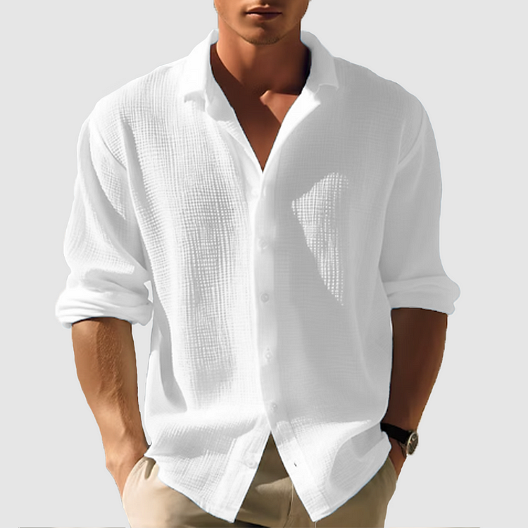 Herren Hemd mit legerem Schnitt und strukturiertem Look | A&B - 2 - Annoboutique