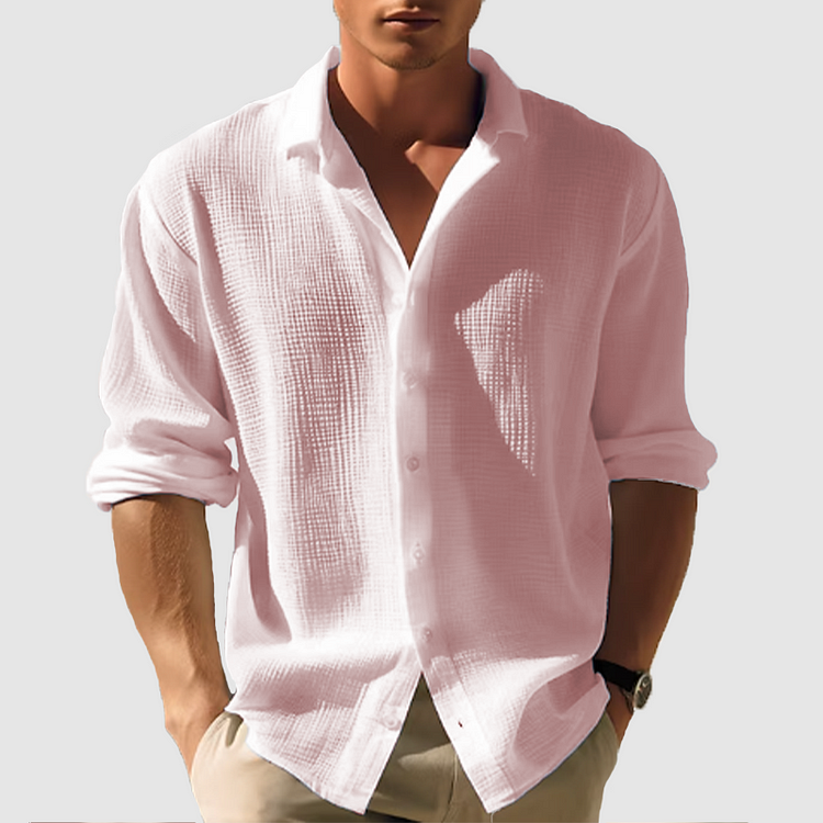 Herren Hemd mit legerem Schnitt und strukturiertem Look | A&B - 4 - Annoboutique