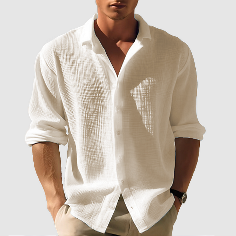 Herren Hemd mit legerem Schnitt und strukturiertem Look | A&B - 6 - Annoboutique