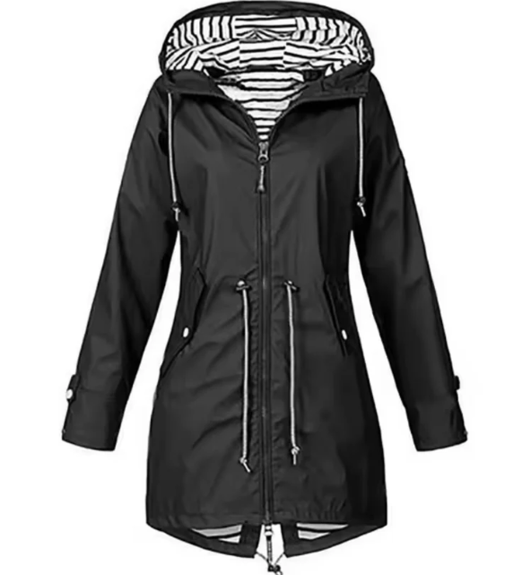 Damenjacke mit Kapuze und Streifenmuster | A&B - 8 - Annoboutique