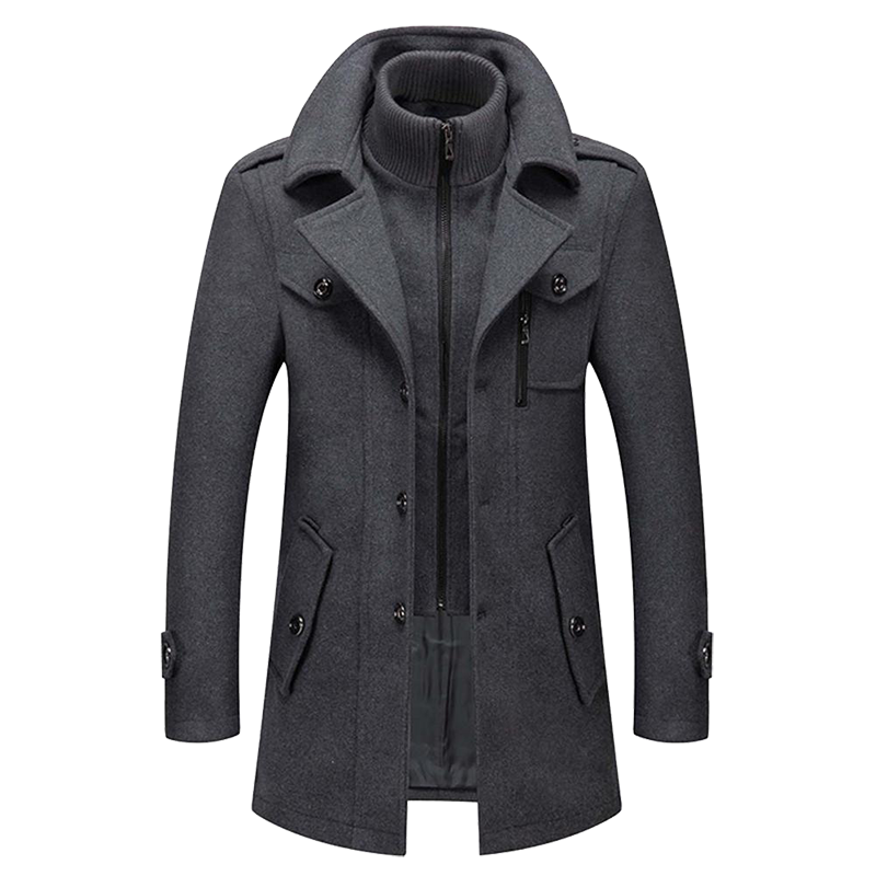Herrenmantel mit modernem Schnitt und praktischen Taschen | A&B - 3 - Annoboutique